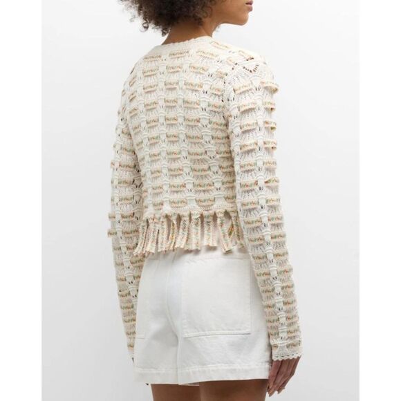 Alice + Olivia Women's Soft White Multi Tawna Ribbon Cardigan Size XS - Picture 2 of 6